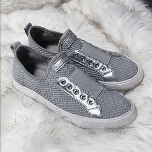 G by GUESS Silver Fabric Slip-ons